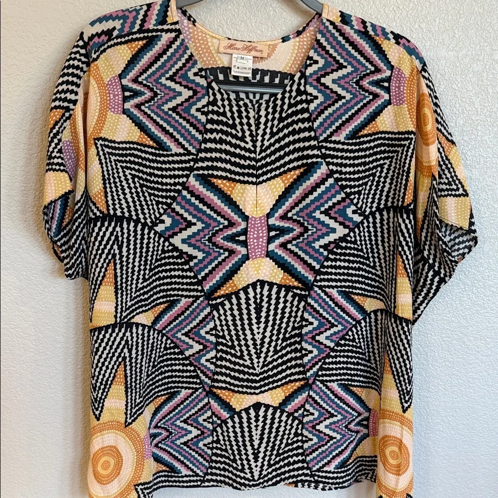 Mara Hoffman Starburst Geometric Blouse – Bold Designer Statement Piece - Picture 2 of 6